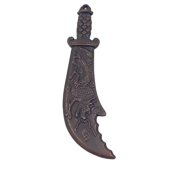 Bronze Ying Yang Chinese Sword Feng Shui Amulet Charm/Pendant - Picture 1 of 3